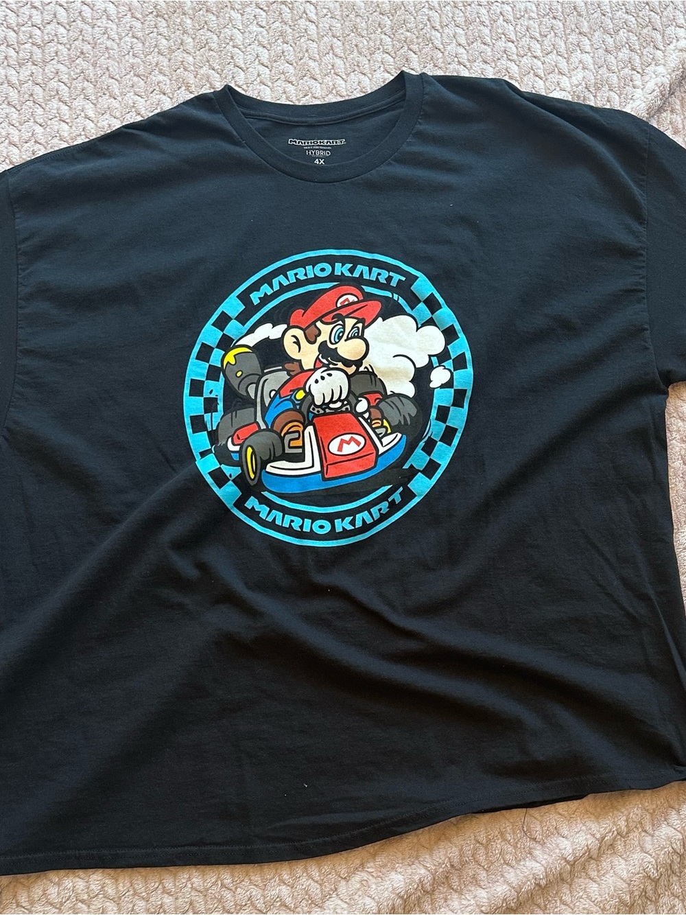 Mario Kart Men’s 4XL Black Graphic Tee - Mario Design